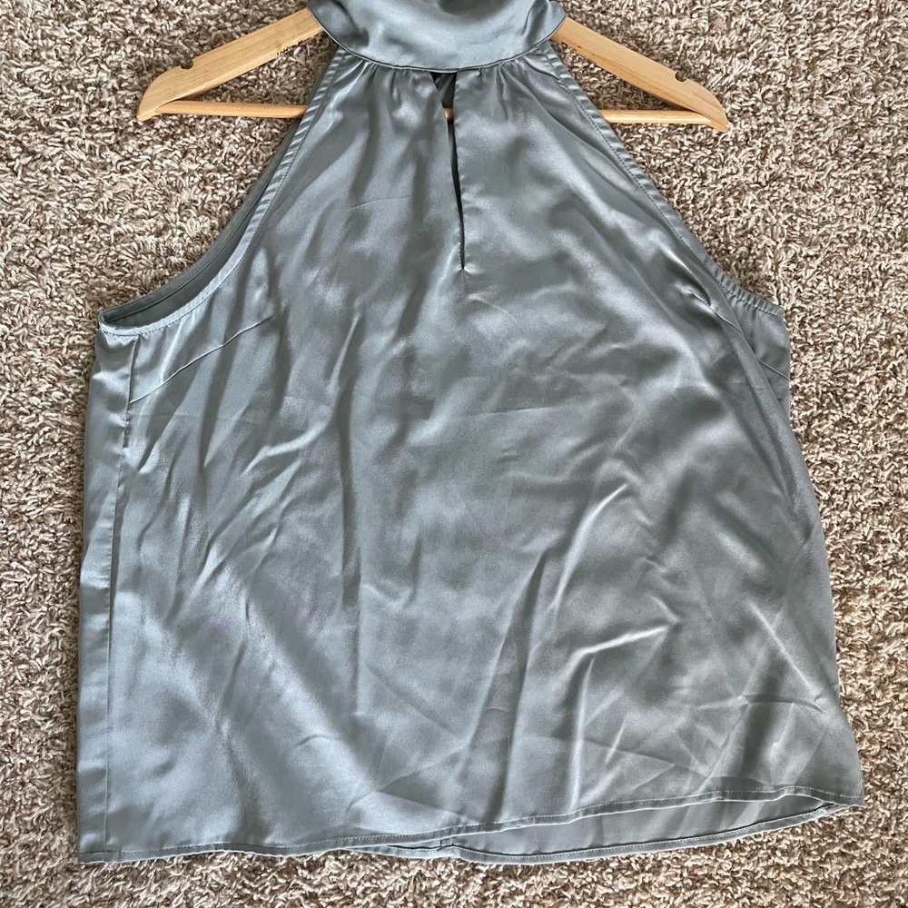 Lena Halter Light Green Halter Top Blouse Large L